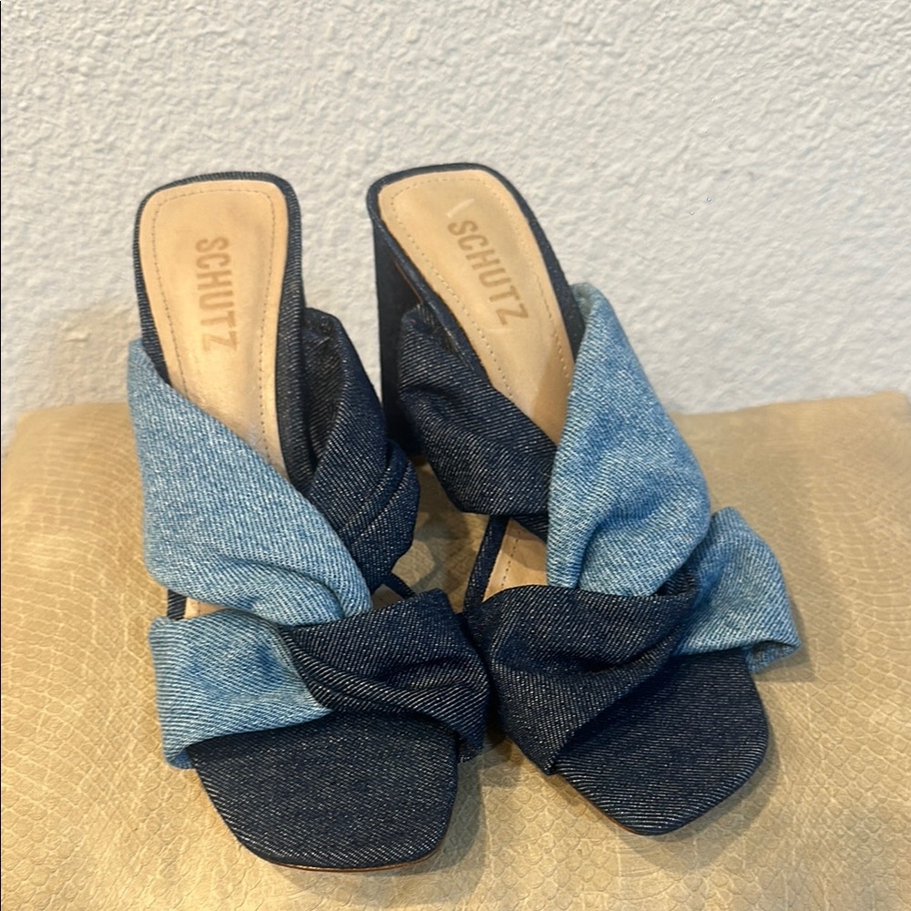 Schutz Women's Denim Heeled Sandals